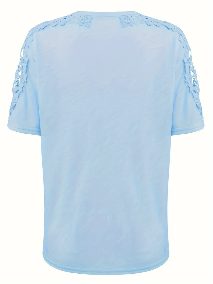 Ancuta - エレガントな夏用ショートスリーブTシャツ レーストップ