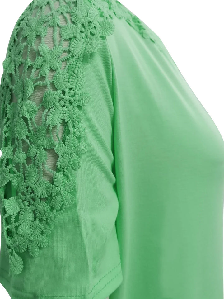 Ancuta - エレガントな夏用ショートスリーブTシャツ レーストップ