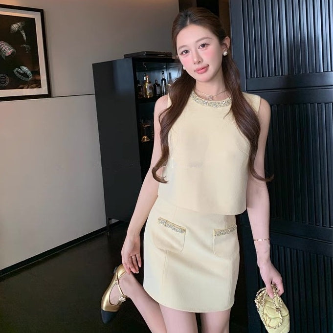 ノースリーブビジューミニスカートセットアップ