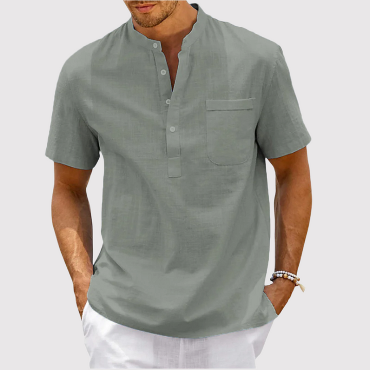 RIALO | ポケット付きヘンリーネックシャツ