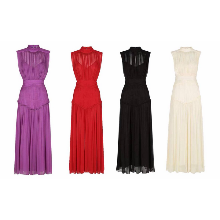 シャーリングシフォンドレス