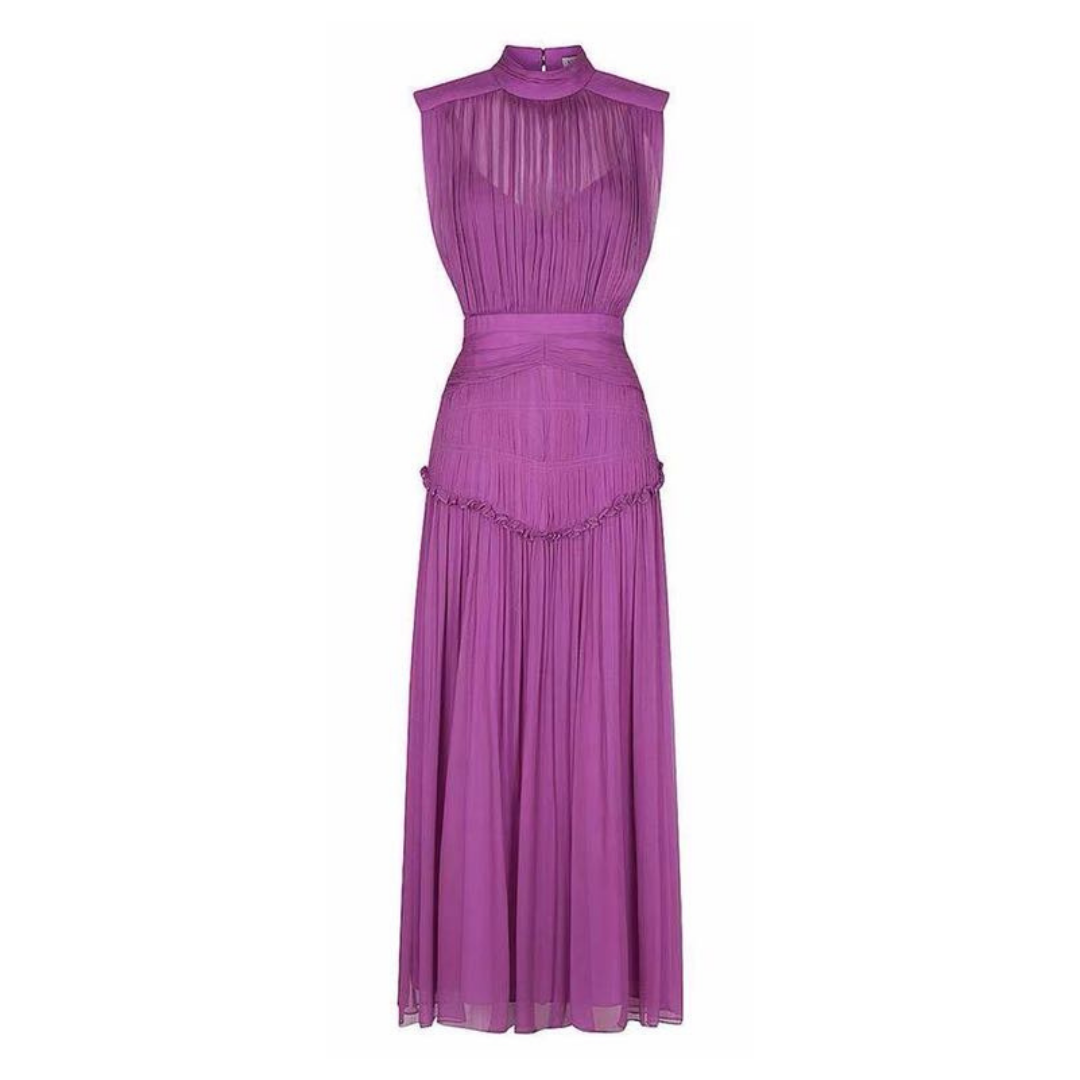 シャーリングシフォンドレス