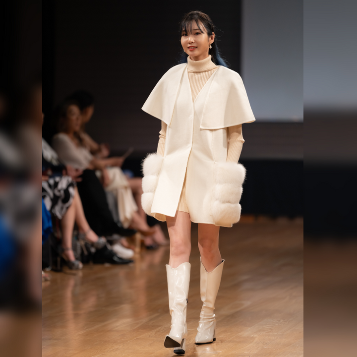 FOXファーウールケープコート