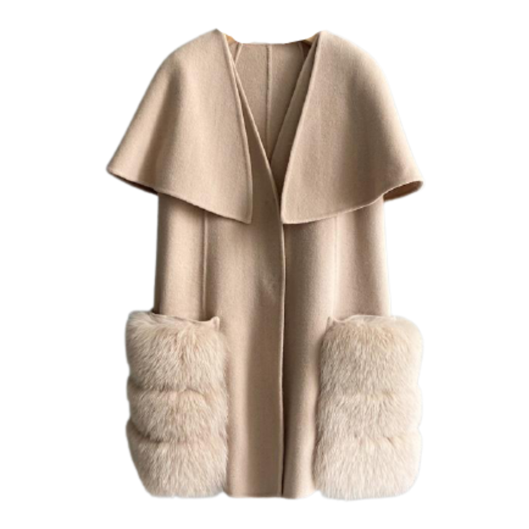 FOXファーウールケープコート