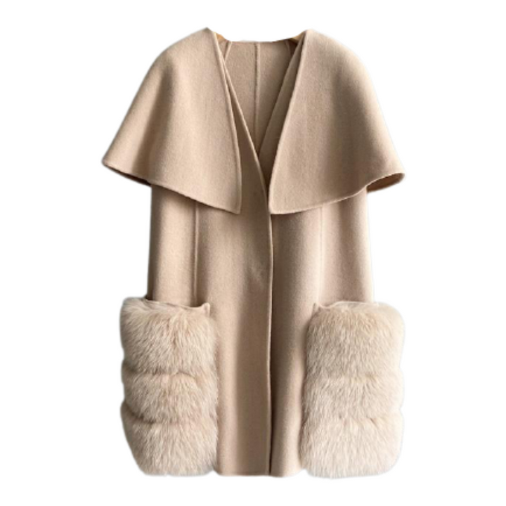 FOXファーウールケープコート