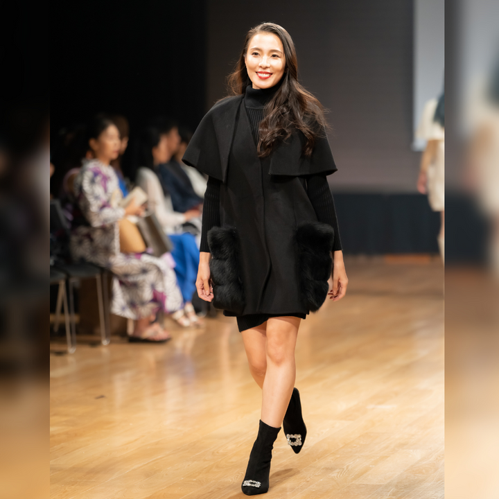 FOXファーウールケープコート