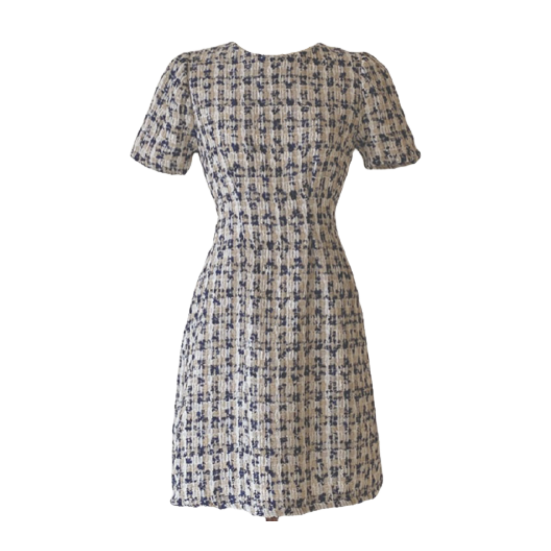 パフスリーブツイードワンピース