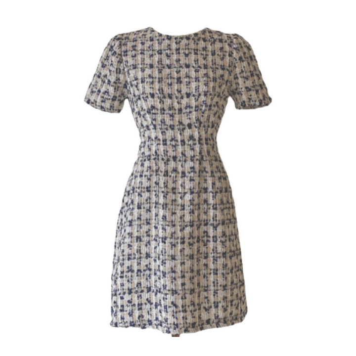 パフスリーブツイードワンピース