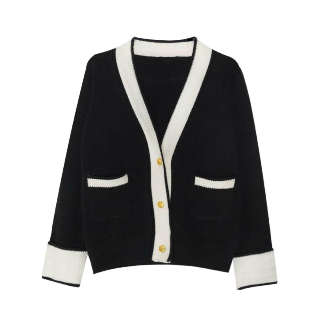 バイカラーデザインカーディガン