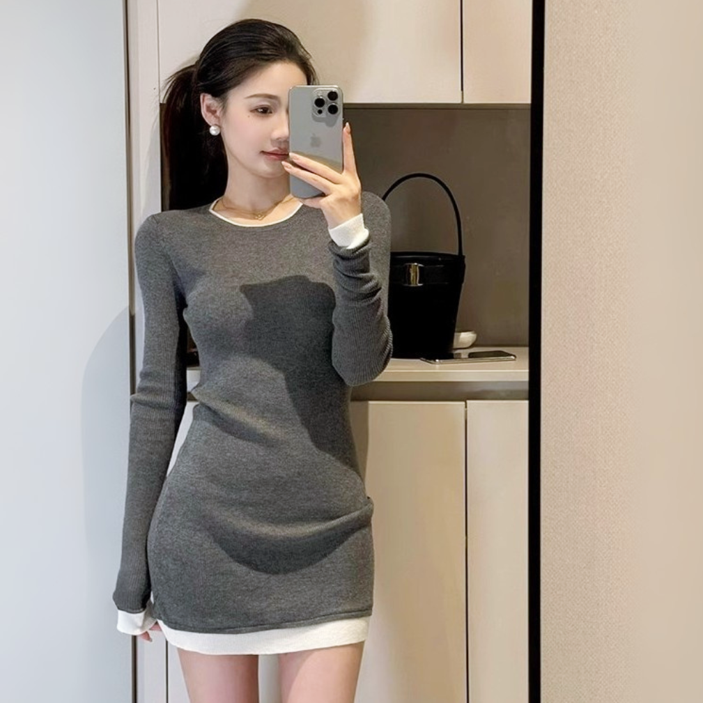 レイヤードデザインタイトワンピース