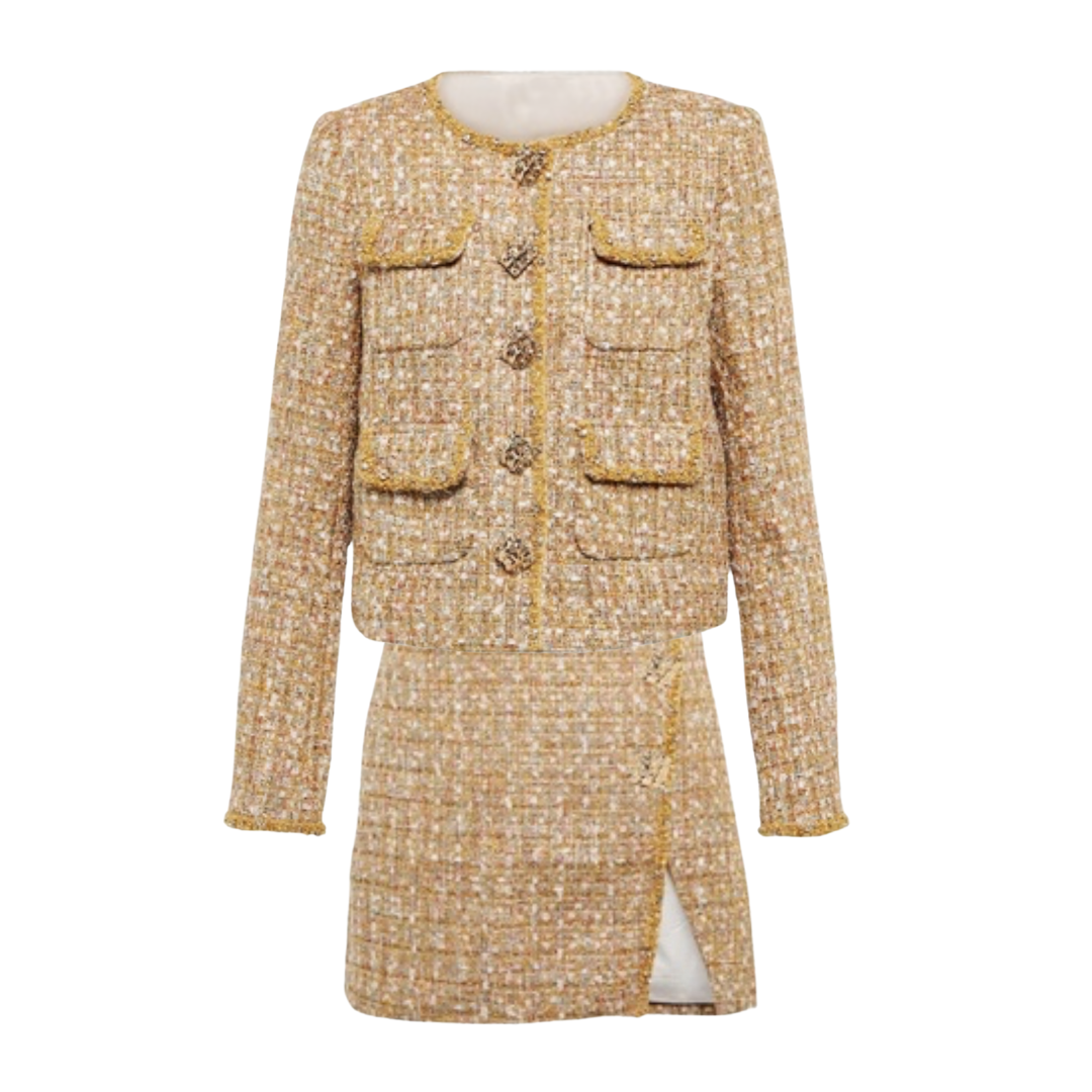 ゴールドツイードジャケットワンピースセット