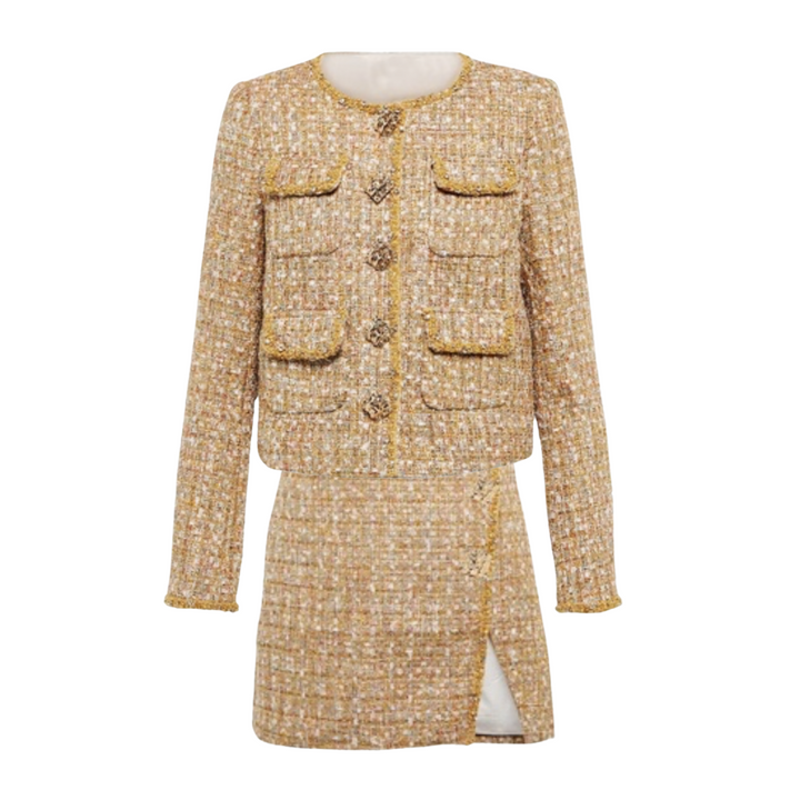 ゴールドツイードジャケットワンピースセット