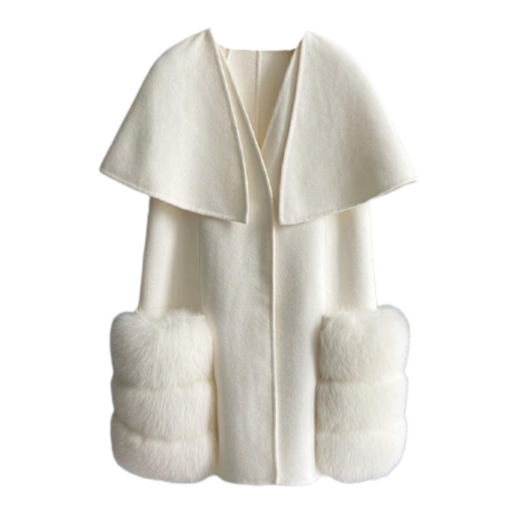 FOXファーウールケープコート