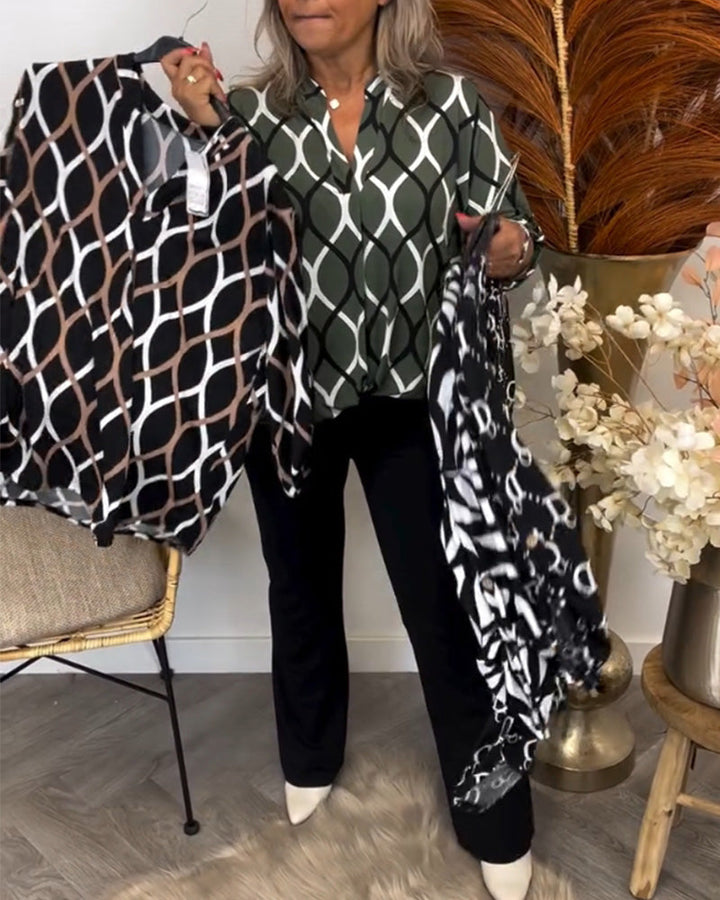 Alyce - 柄入りカジュアル長袖ブラウス