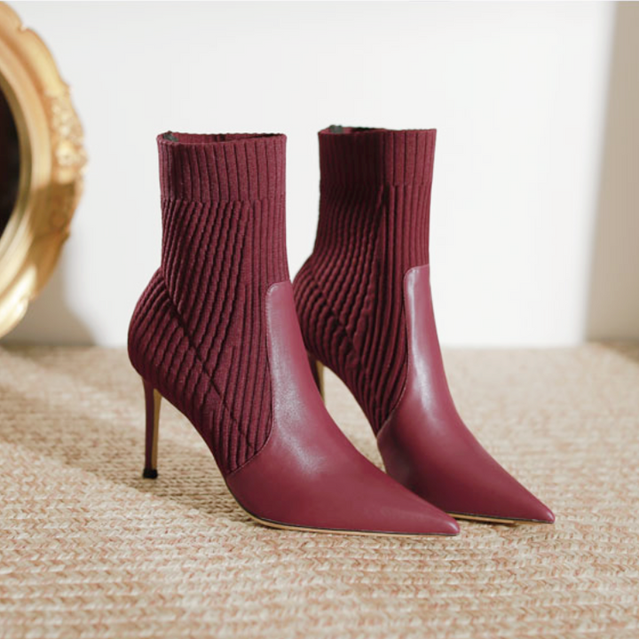 レザーコンビソックスショートブーツ