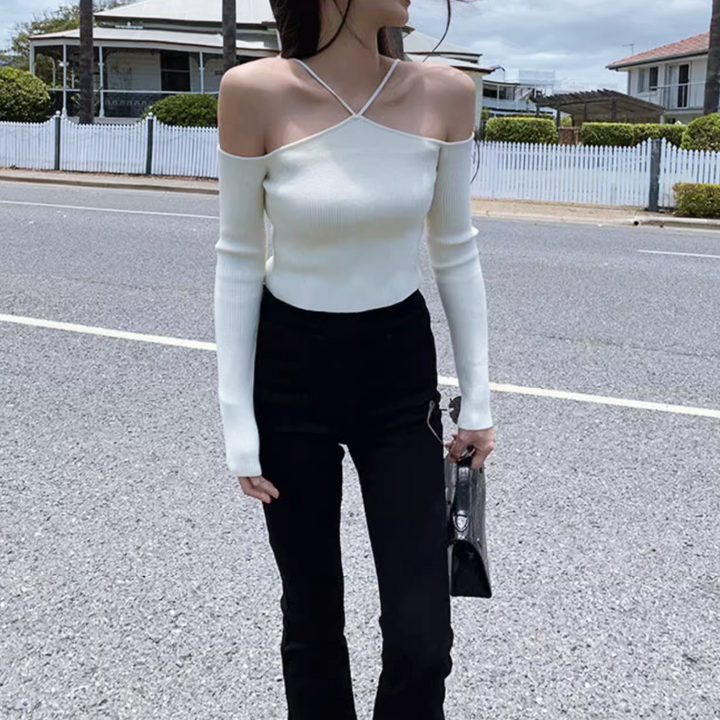 ホルターネックオフショルダートップス