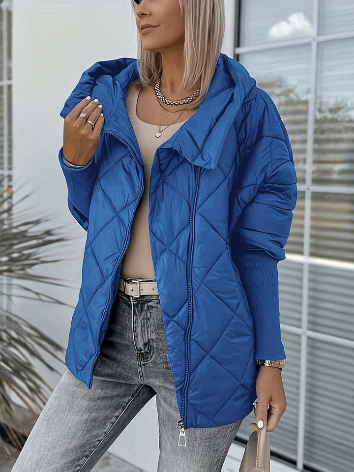 Ariantha - キルティングフーデッドジャケット ジッパー付き