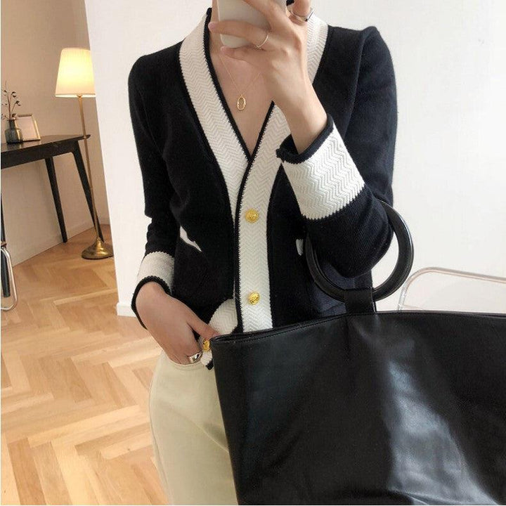 バイカラーデザインカーディガン