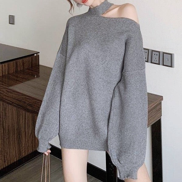 ワンショルダールーズニット