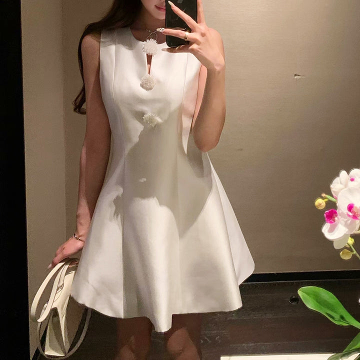 フラワービーズフレンチミニワンピース