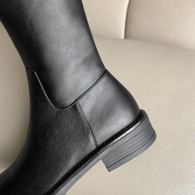 レザーバックルロングブーツ