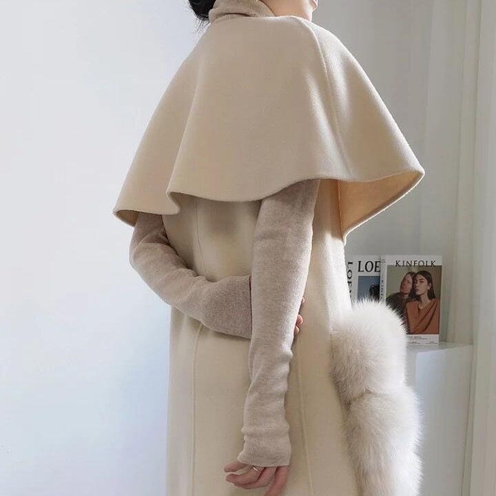 FOXファーウールケープコート