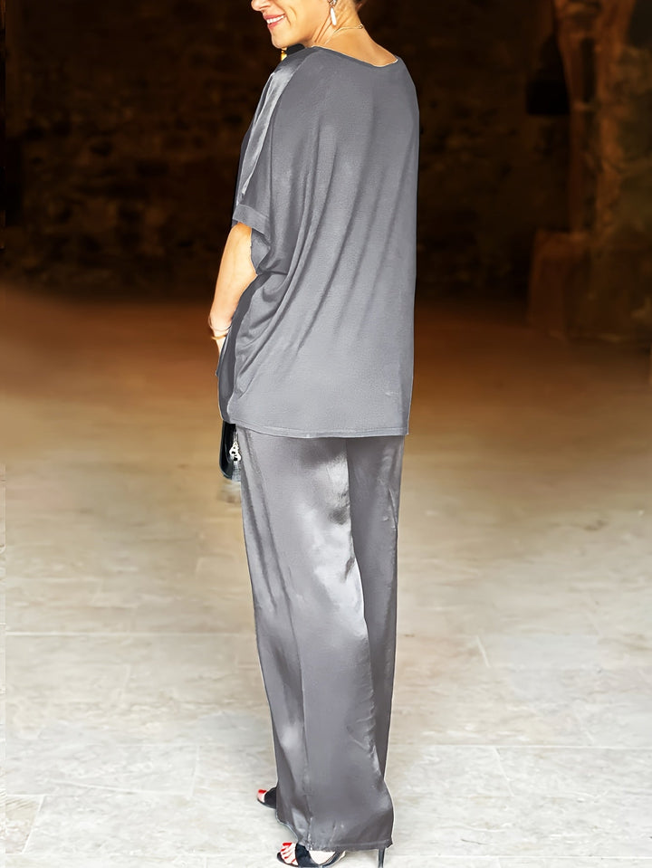 Ashlee - エレガントな半袖ツーピースセット