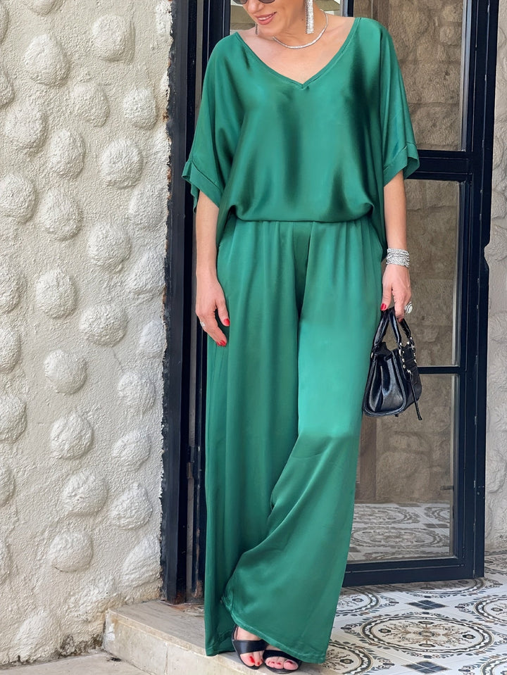 Ashlee - エレガントな半袖ツーピースセット