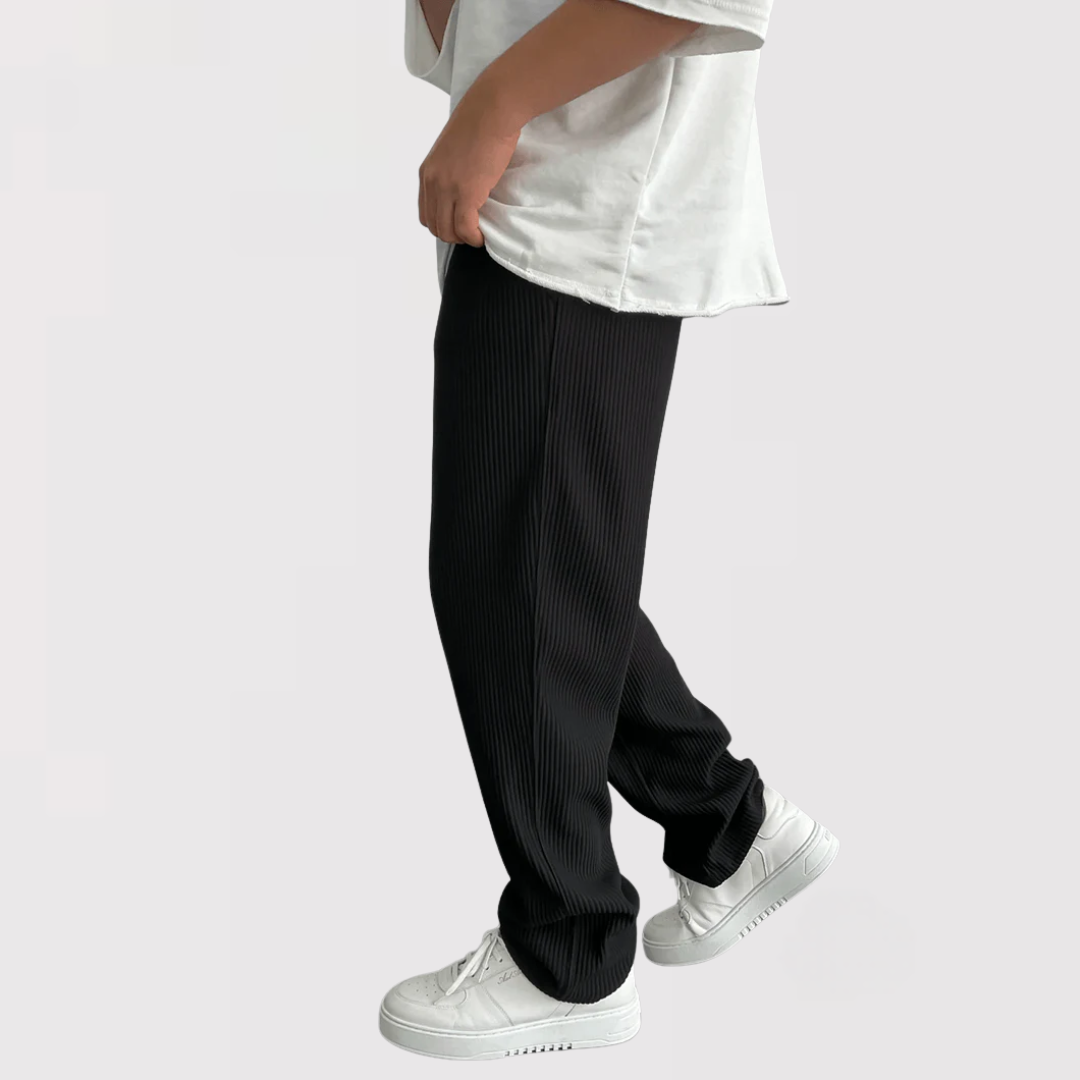 HIROAKI | 快適なリブ編みパンツ