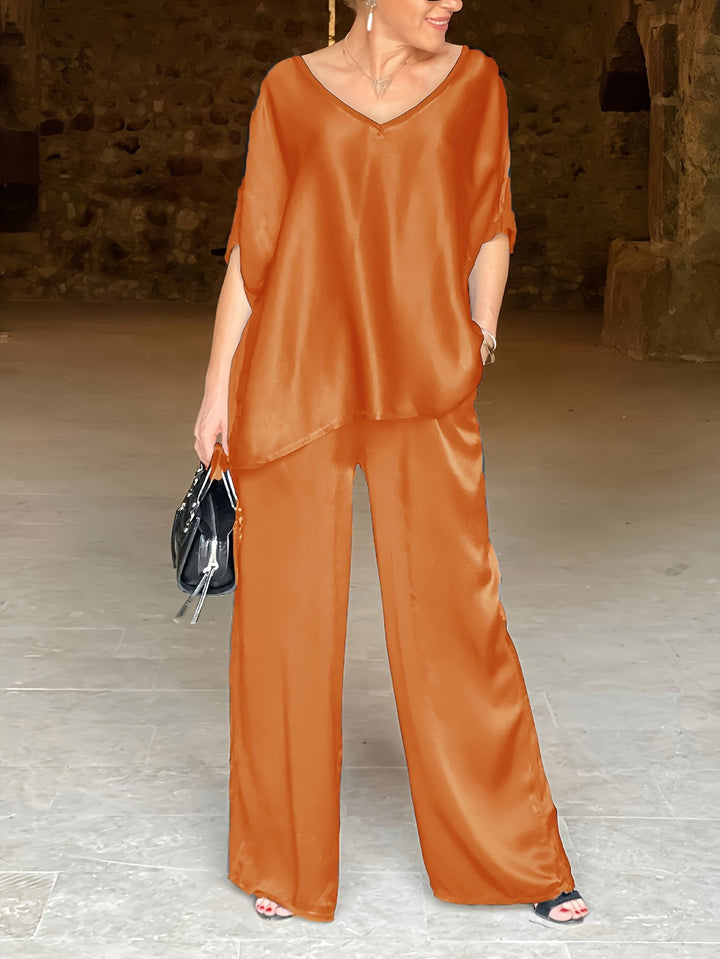 Ashlee - エレガントな半袖ツーピースセット