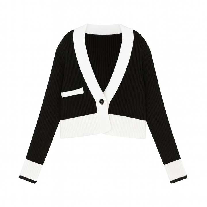 コントラストカラークロップドカーディガン