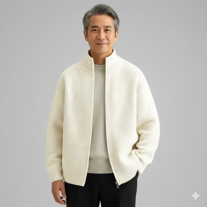 KAEMON | ラグジュアリー フルジップ ニット カーディガン