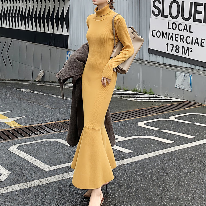 ハイネックマーメイドニットワンピース