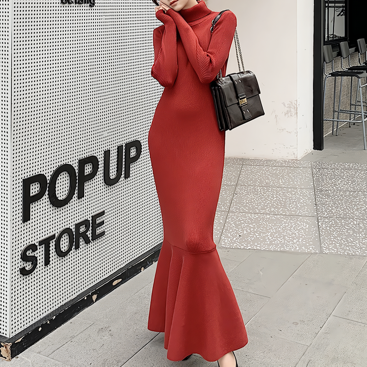 ハイネックマーメイドニットワンピース