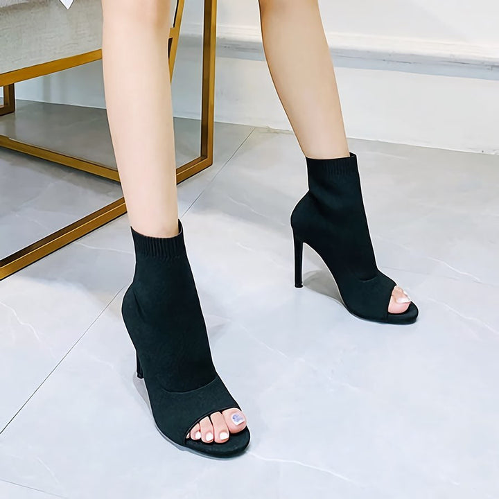 オープントゥスリムショートブーツ