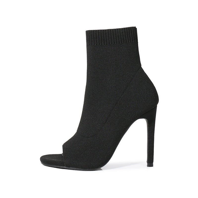 オープントゥスリムショートブーツ