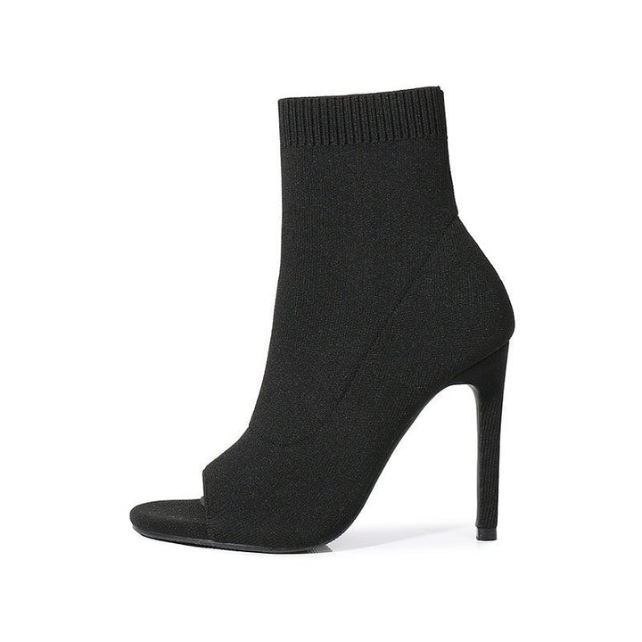 オープントゥスリムショートブーツ