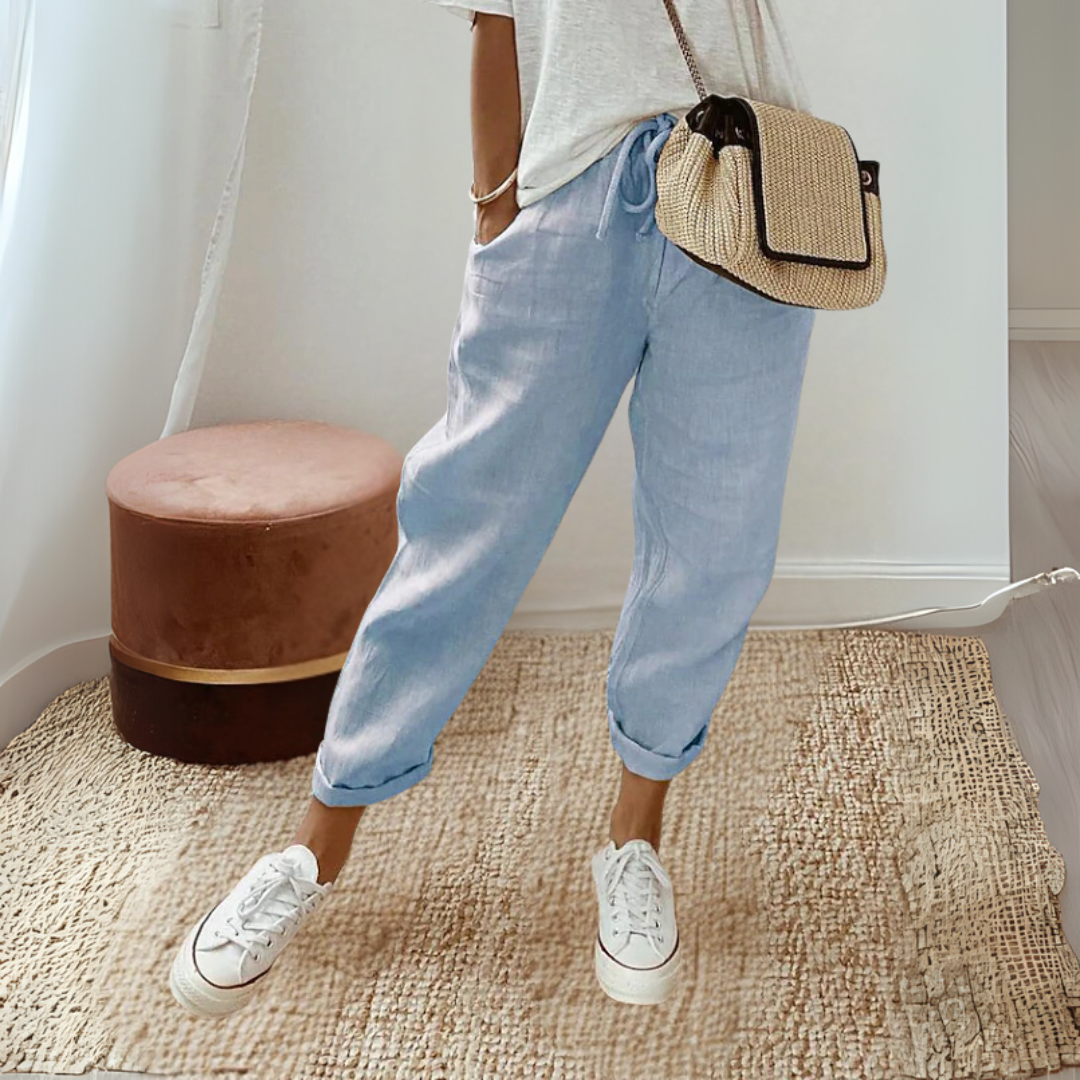 綿麻ストレッチパンツ