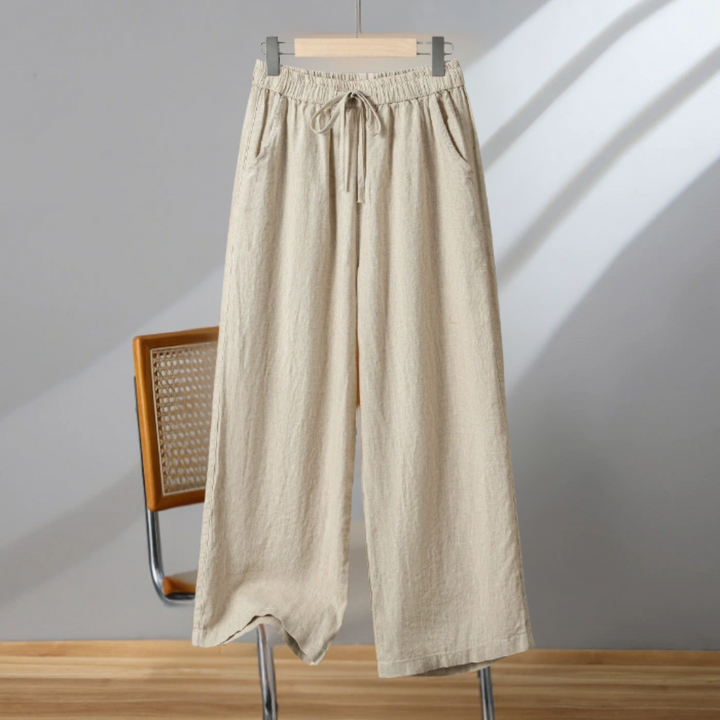 カジュアルワイドレッグ無地パンツ