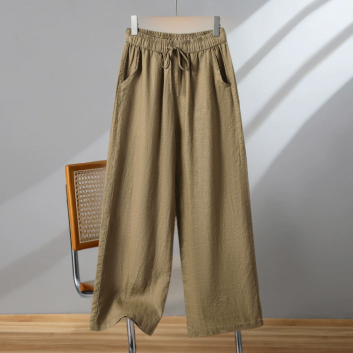 カジュアルワイドレッグ無地パンツ