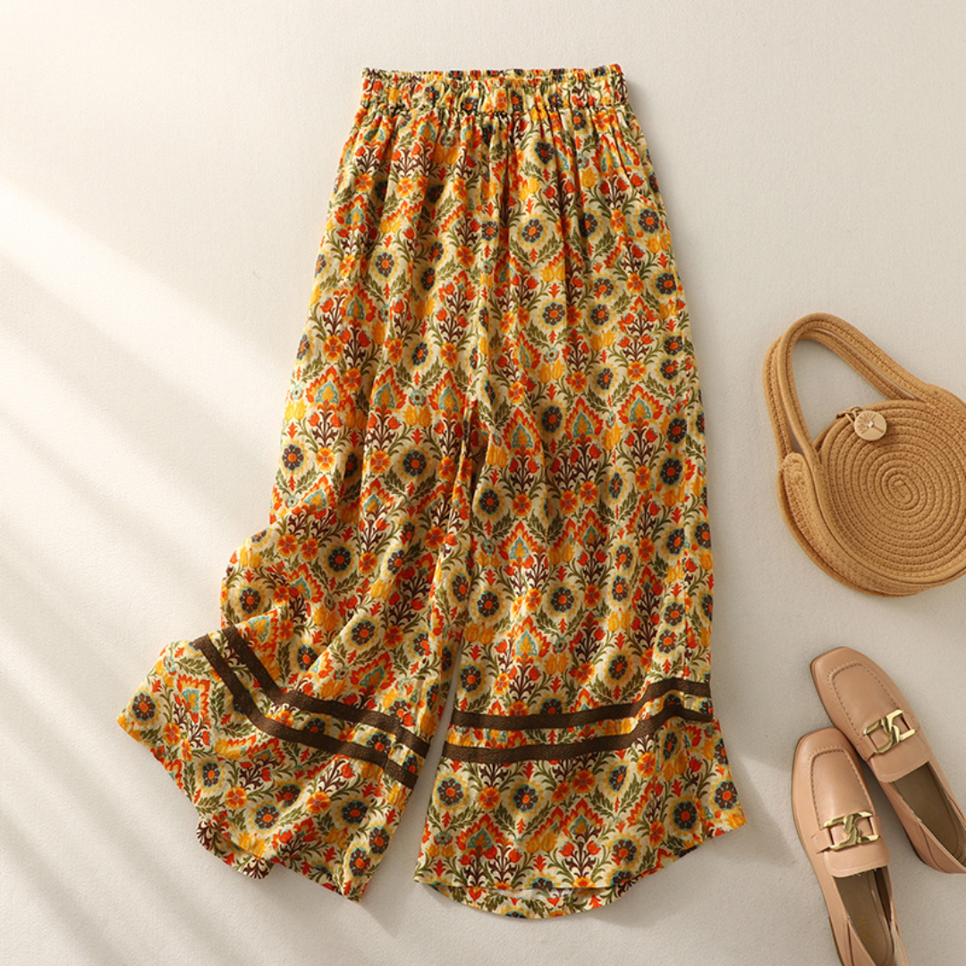 レトロプリントワイドパンツ