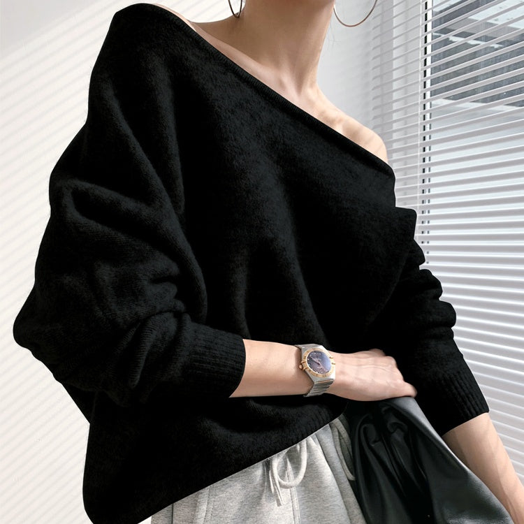 オフショルダールーズニット