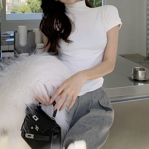 ハイネックタイトフィットトップス