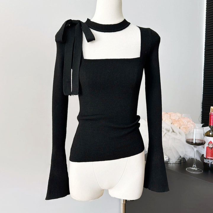 シースルーリボンタイトトップス