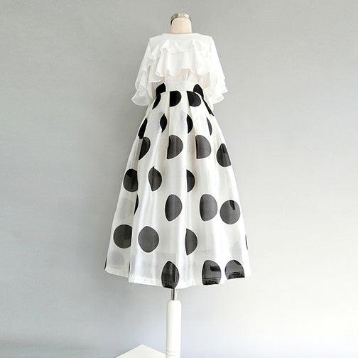 ポルカドットフレアスカート