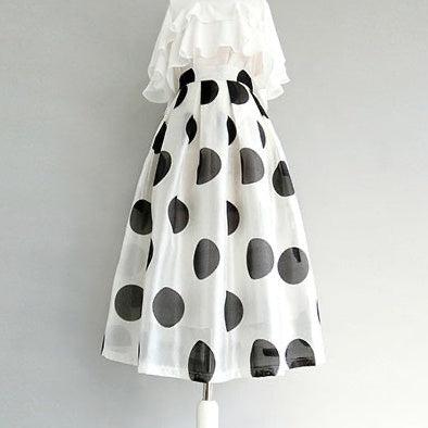 ポルカドットフレアスカート