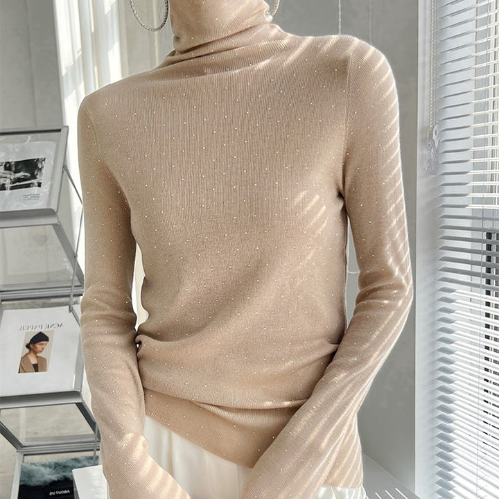 タートルネックストーンニット