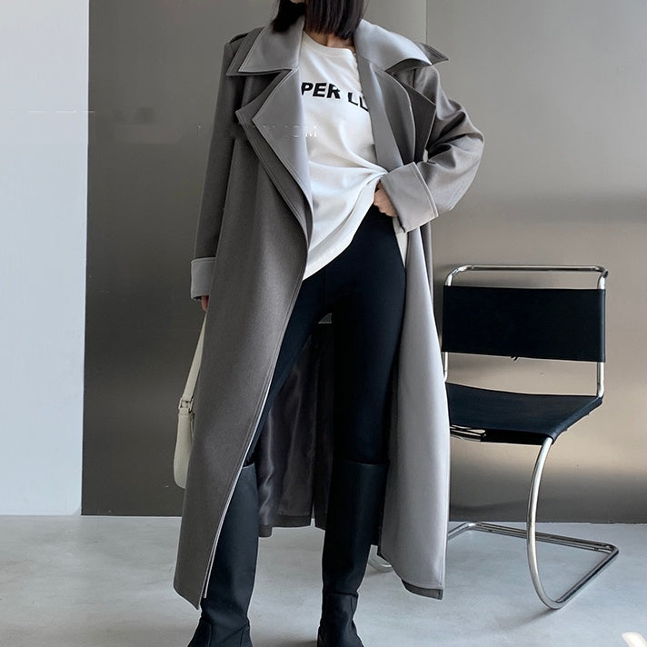 コントラストカラーロングコート
