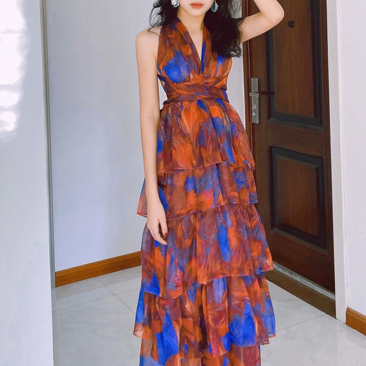 バックオープンシフォンドレス