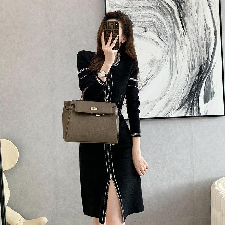 フロントスリットニットワンピース